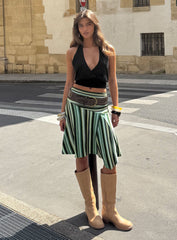 Desidera Asymmetrical Midi Skirt Blue Multi Stripe
