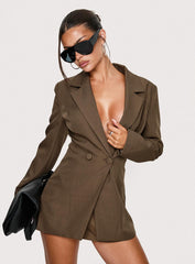 Kealy Plunge Neck Blazer Playsuit Brown