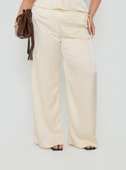 Aubrette Satin Tie Pants Cream Curve