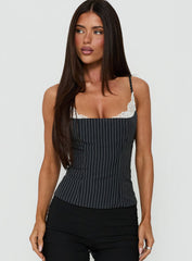 Renaissance Corset Top Navy Pinstripe