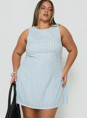 Yumiko Playsuit Blue Stripe Curve