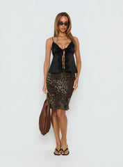 Carmila Satin Tie Detail Top Black