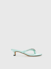 Little Italy Diamante Detail Thong Heels Aqua