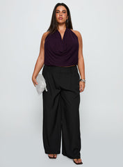 Carefree Days Cowl Neck Top Purple Curve