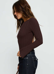 Mayok Long Sleeve Bodysuit Brown