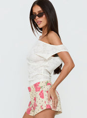 Orvielle Lace Off Shoulder Top Cream