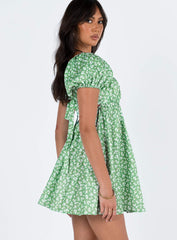 Let's Dance Mini Dress Green Floral