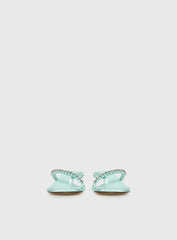 Little Italy Diamante Detail Thong Heels Aqua