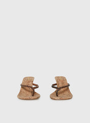 Fluke Cork Wedge Thong Heels Chocolate