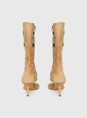 Situationship Eyelet Open Toe Heels Tan