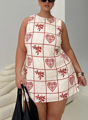 Alfalfa Shift Mini Dress Red Floral Check Curve