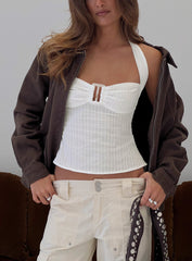 Isabetta Halter Top White Petite