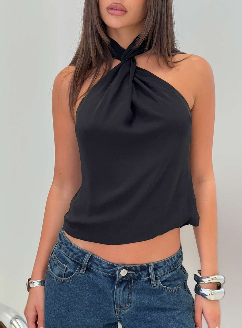 Adalynne Twist Front Top Black