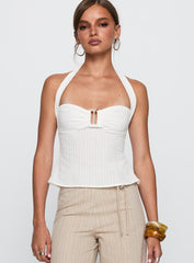 Isabetta Halter Top White Petite