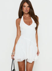 Valorie Halter Mini Dress White