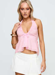 Gadot Anglaise Halter Top Pink