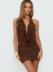 Lanelle Ring Detail Mini Dress Chocolate