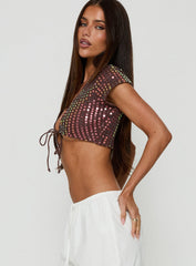 Mirea Micro Crop Top Brown