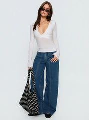 Lando Low Rise Straight Leg Jeans Mid Blue Wash