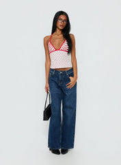 Aelina Halter Top Red / White Polka Dot