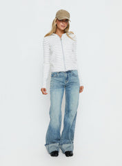 Superstars Zip Through Hoodie Grey / Cream Stripe