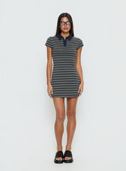 Britte Polo Shirt Mini Dress Navy Stripe