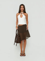 Eliodora Layered Sheer Midi Skirt Brown