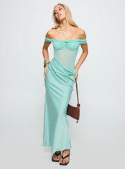 Only Exception Off The Shoulder Maxi Dress Aqua