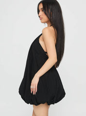 Friandise Bubble Hem Mini Dress Black