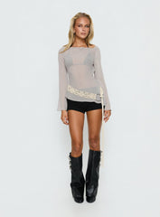 Esmaria Long Sleeve Flared Top Slate