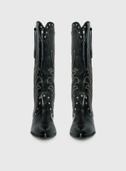 Austin Distressed Cowboy Boots Black
