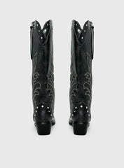 Austin Distressed Cowboy Boots Black